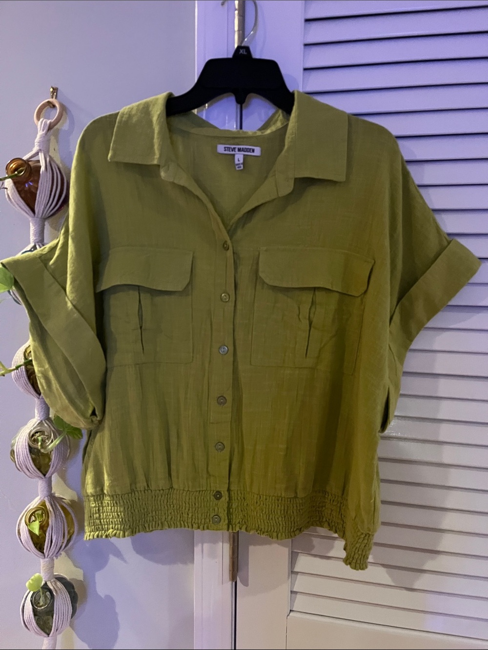 Steve Madden Olive Utility Button-Front Shirt